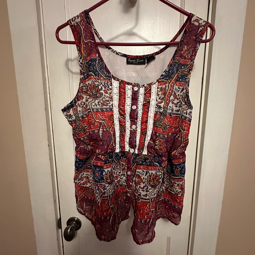 Xl- Speed Limit Multicolor Sleeveless Tank Top